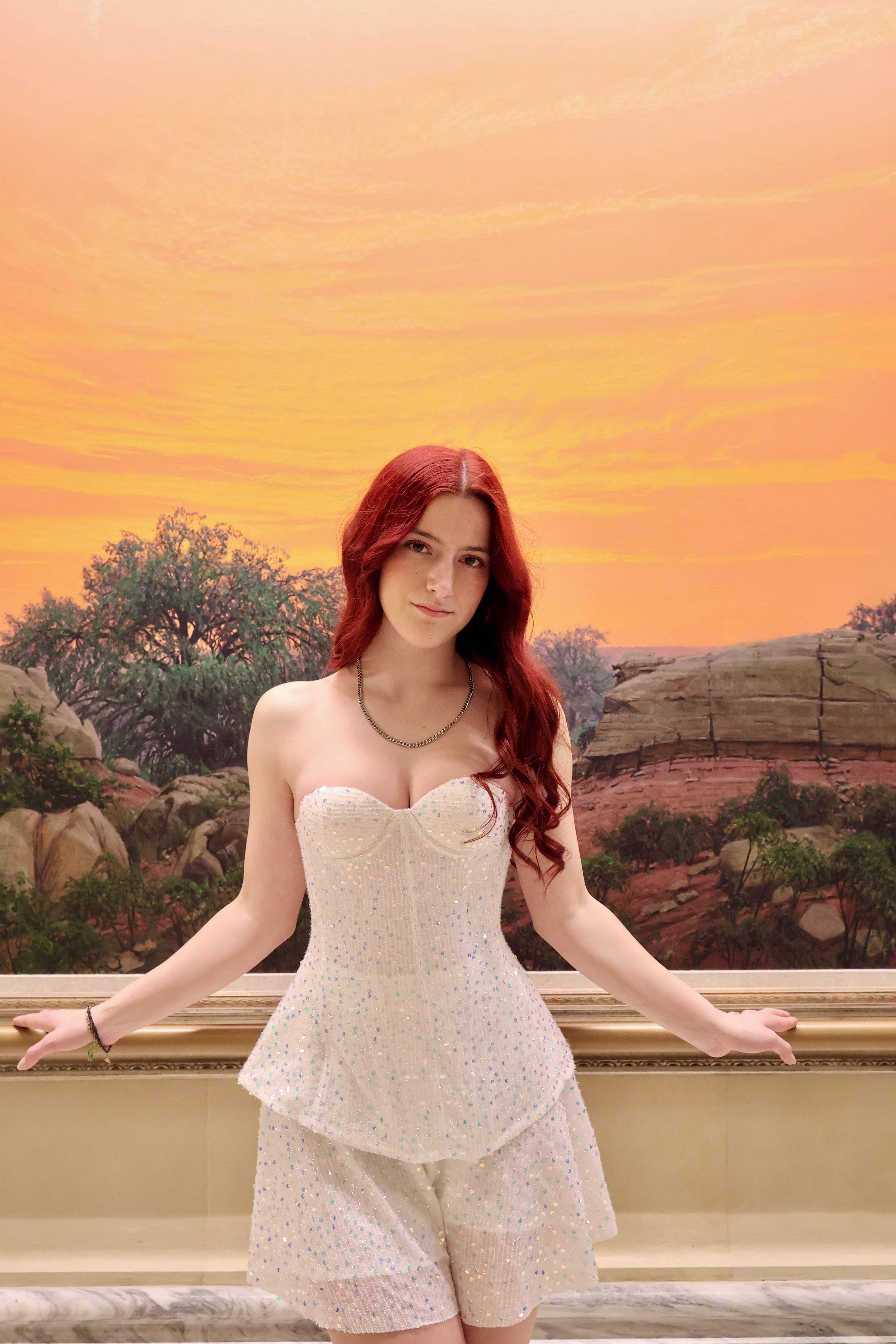 Swan Iridescent Lace-Up Corset Mini Set (Corset + Short)