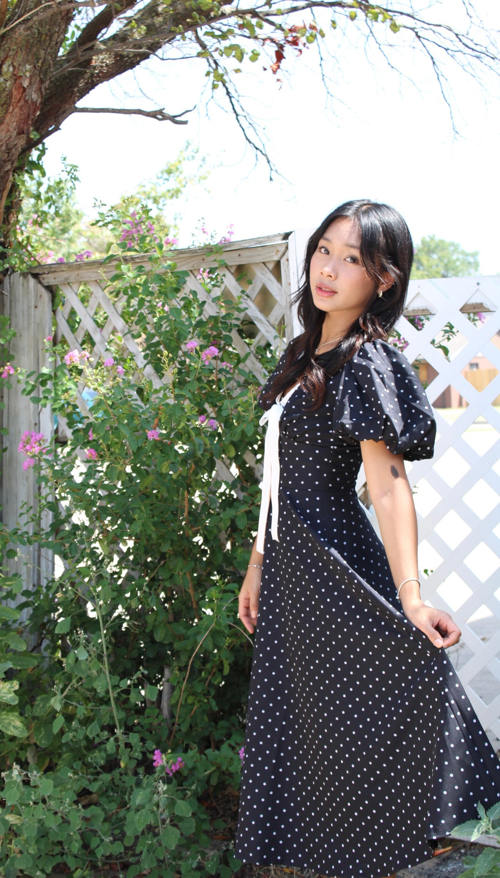 Swan Classic Black Polka Dot Midi Dress