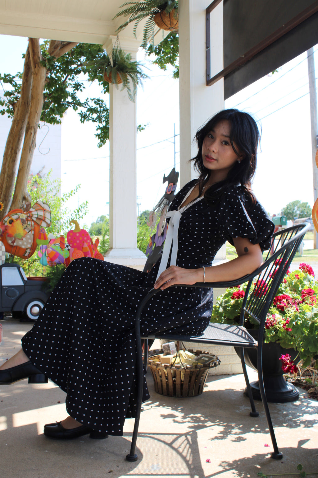 Swan Classic Black Polka Dot Midi Dress