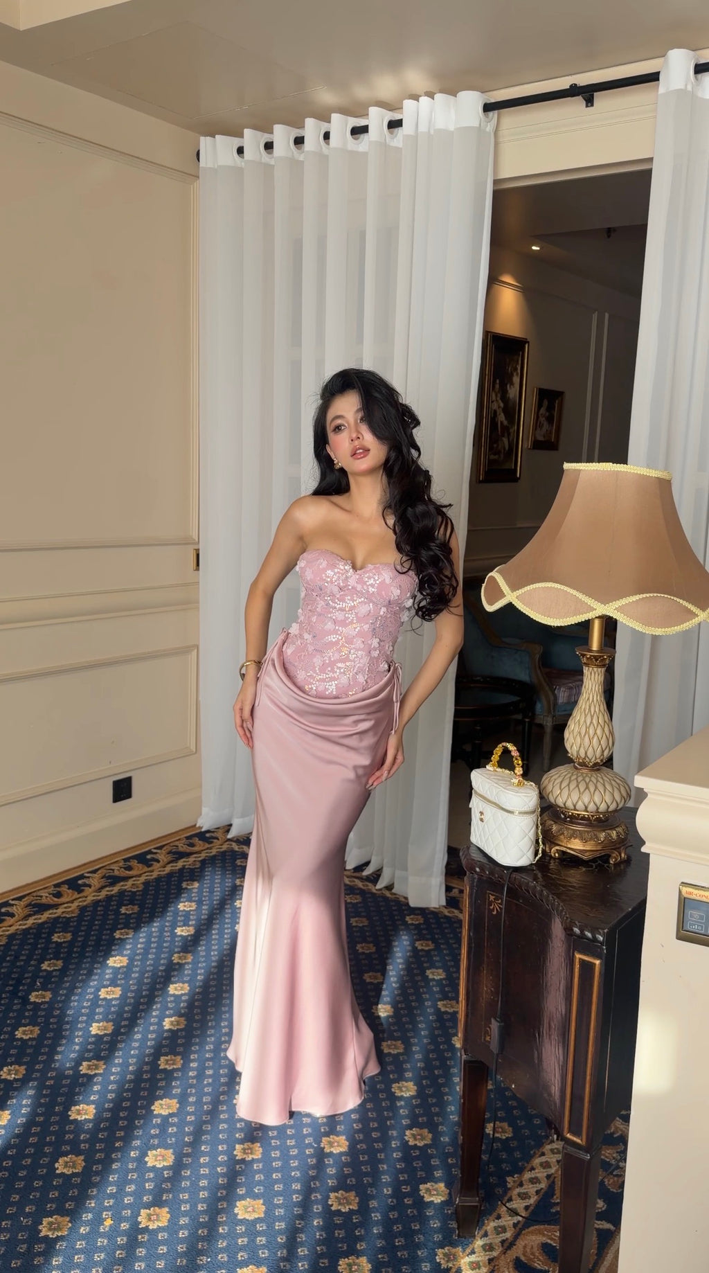 Pink Lace Corset Dress — Detachable Skirt Version + zipper