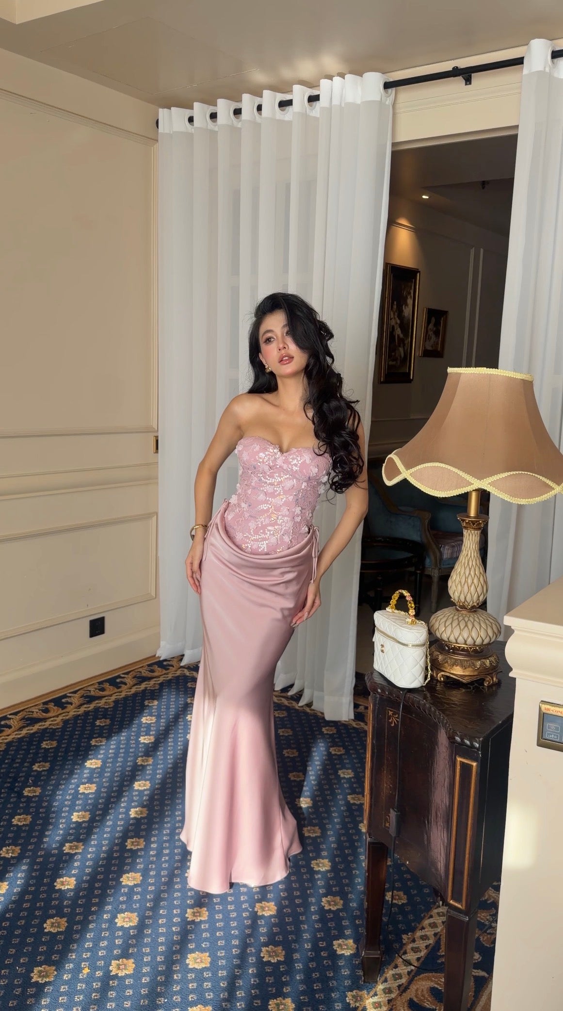 Pink Lace Corset Dress — Detachable Skirt Version + zipper