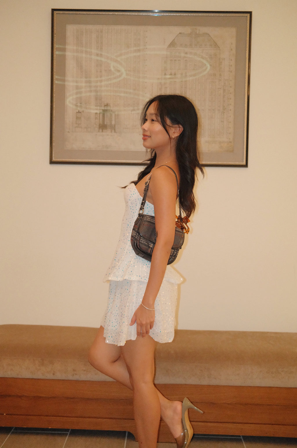 Swan Iridescent Lace-Up Corset Mini Set (Corset + Short)