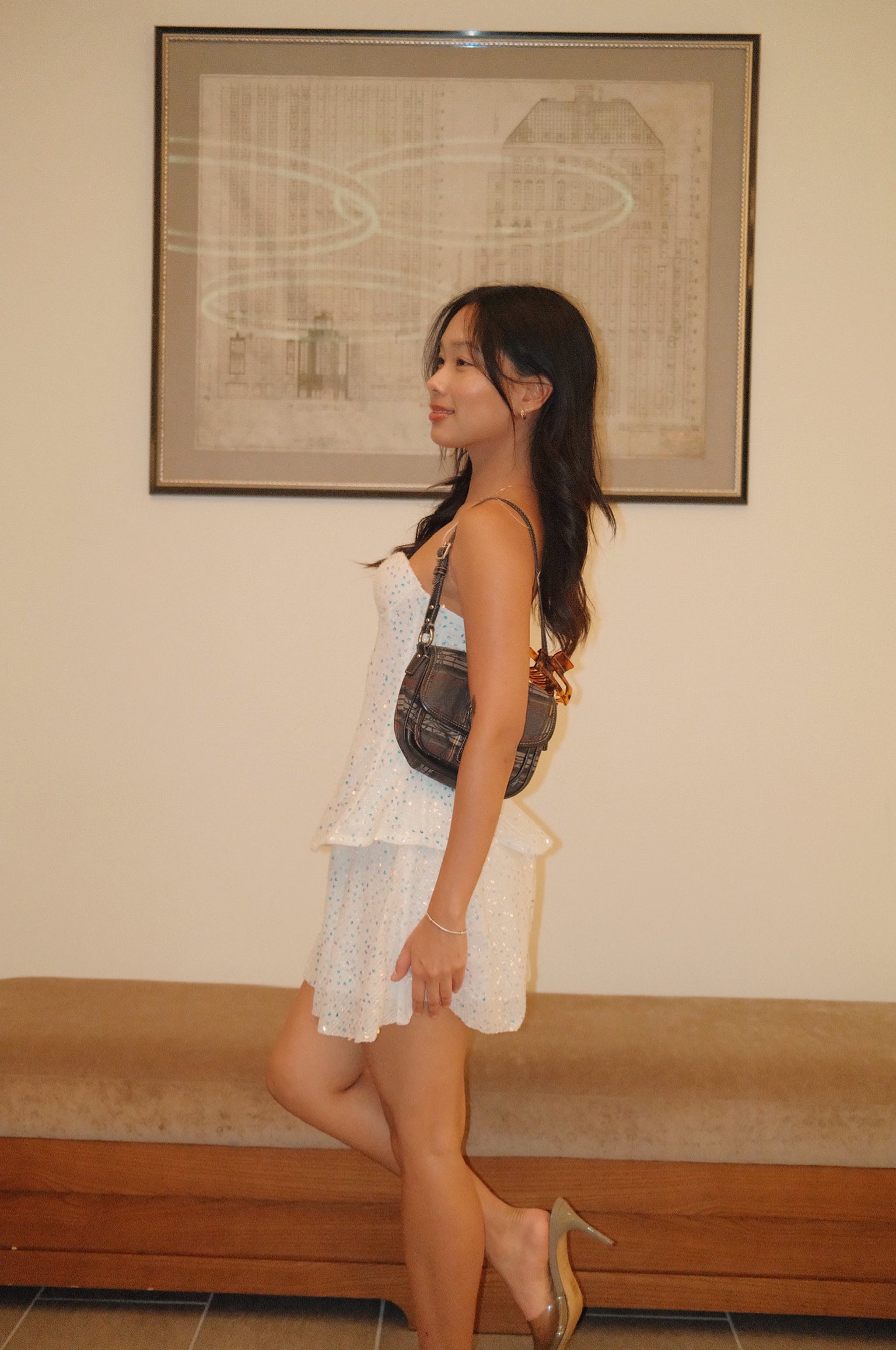 Swan Iridescent Lace-Up Corset Mini Set (Corset + Short)