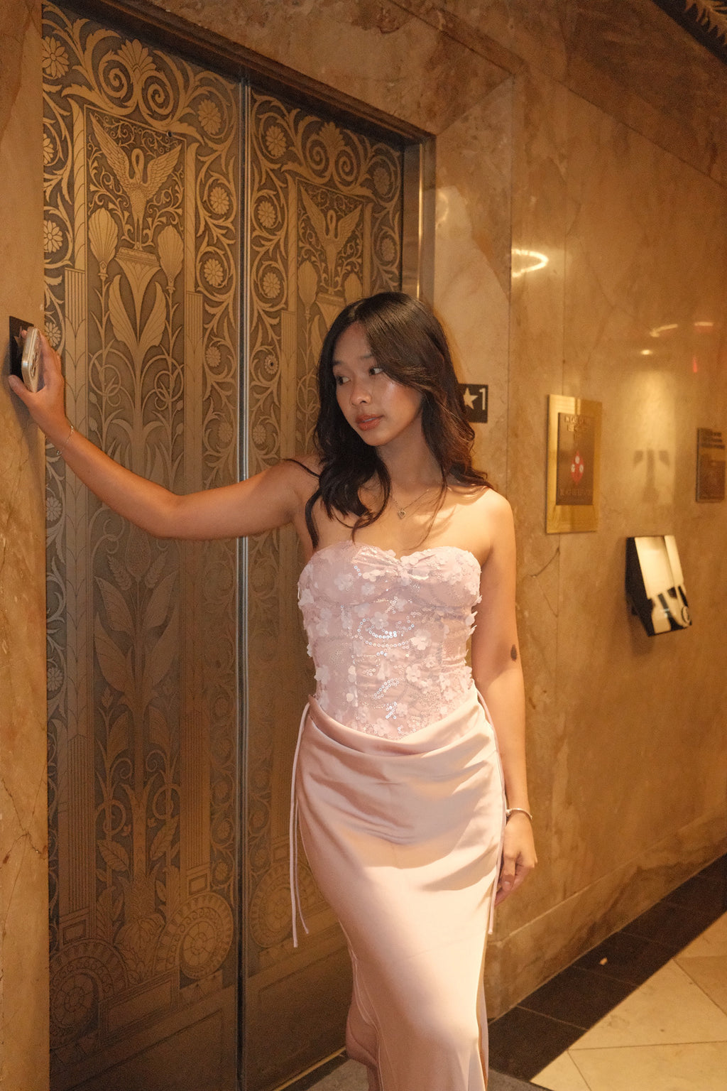 Pink Lace Corset Dress — Detachable Skirt Version + zipper