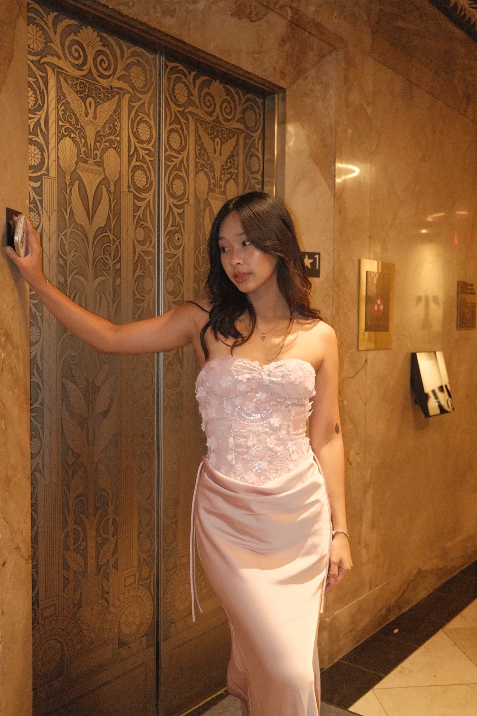 Pink Lace Corset Dress — Detachable Skirt Version + zipper