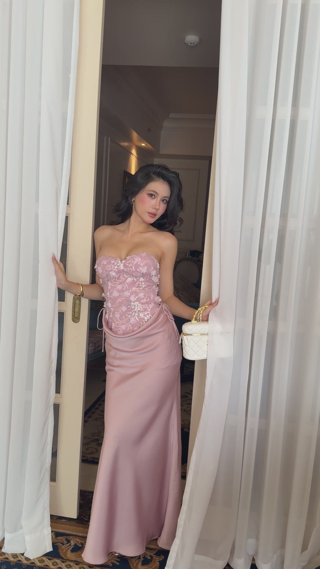 Pink Lace Corset Dress — Detachable Skirt Version + zipper